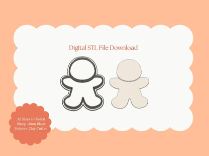 Gingerbread Man Ornament Clay Cutter | Gingerbread Man STL File for Earrings and Christmas Baking – Digital Clay Cutter