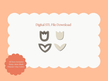 Tulip No. 4 Clay Cutter | Tulip No. 4 STL File – Digital Botanical Cutter for Floral Earrings & Spring DIY Crafts