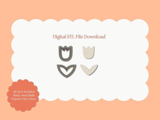Tulip No. 4 Clay Cutter | Tulip No. 4 STL File – Digital Botanical Cutter for Floral Earrings & Spring DIY Crafts