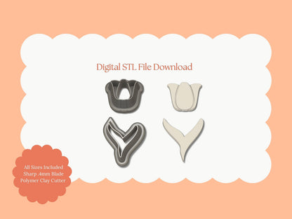 Tulip No. 2 Clay Cutter | Tulip No. 2 STL File – Digital Flower Cutter for Elegant Earrings & Spring Floral Crafts
