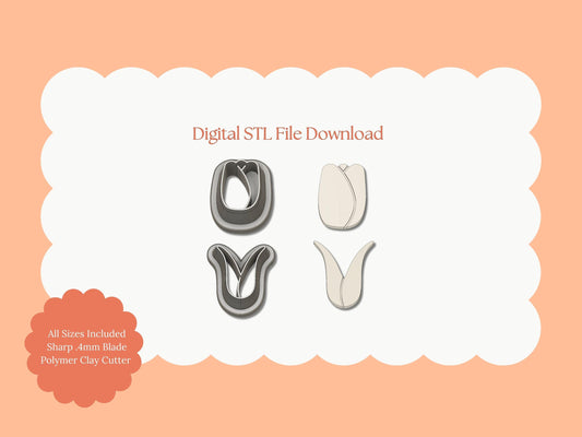 Tulip No. 6 Clay Cutter | Tulip STL File – Floral Digital Cutter for Spring Earrings and Botanical Crafts