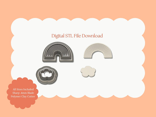 Rainbow Emboss with Cloud Clay Set | Rainbow with Cloud STL File – Digital Emboss Cutter Set for Cute Earrings & Colorful Crafts
