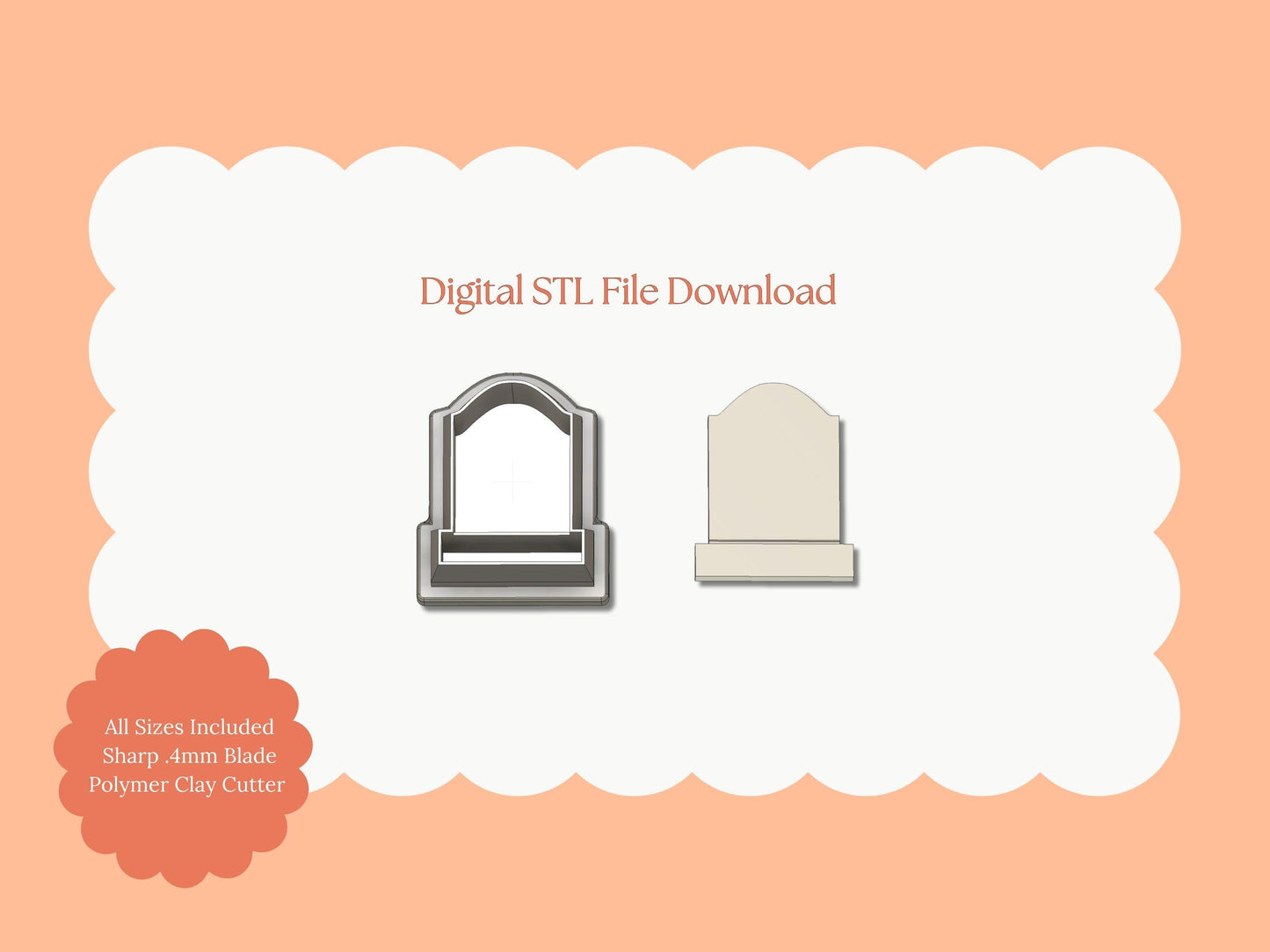 Tombstone No. 2 Clay Cutter | Tombstone No. 2 STL File – Digital Halloween Cutter for Haunted Earrings & Spooky Crafts