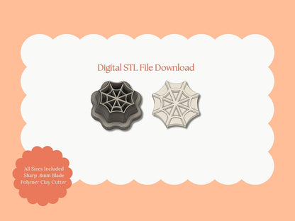 Embossed Spider Web Clay Cutter | Spider Web STL File – Digital Halloween Cutter for Haunted Earrings & Spooky Crafts