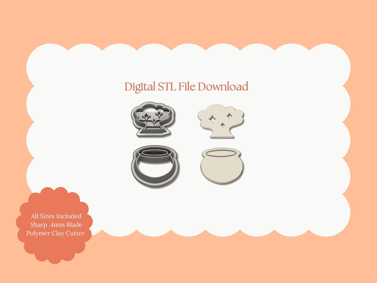 Cauldron Explosion Two Part Clay Cutter | Cauldron Explosion STL File – Digital Witch Cutter for Halloween Earrings & Magical Clay Crafts