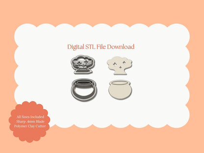 Cauldron Explosion Two Part Clay Cutter | Cauldron Explosion STL File – Digital Witch Cutter for Halloween Earrings & Magical Clay Crafts