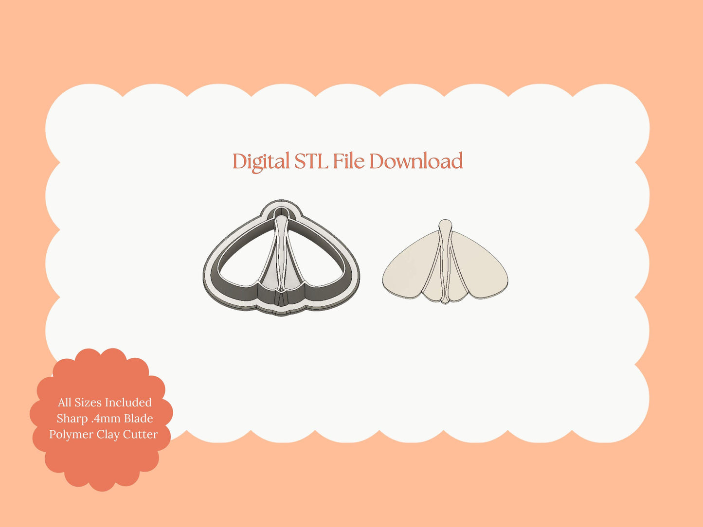 Moth No. 1 Clay Cutter | Moth STL File for Nature Earrings – Nocturnal Butterfly Digital Cutter
