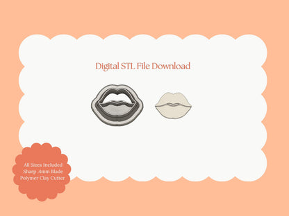 Lip Stud No. 4 Clay Cutter | Lip Stud STL File – Romantic Valentine's Clay Cutter for Cute Digital Earrings