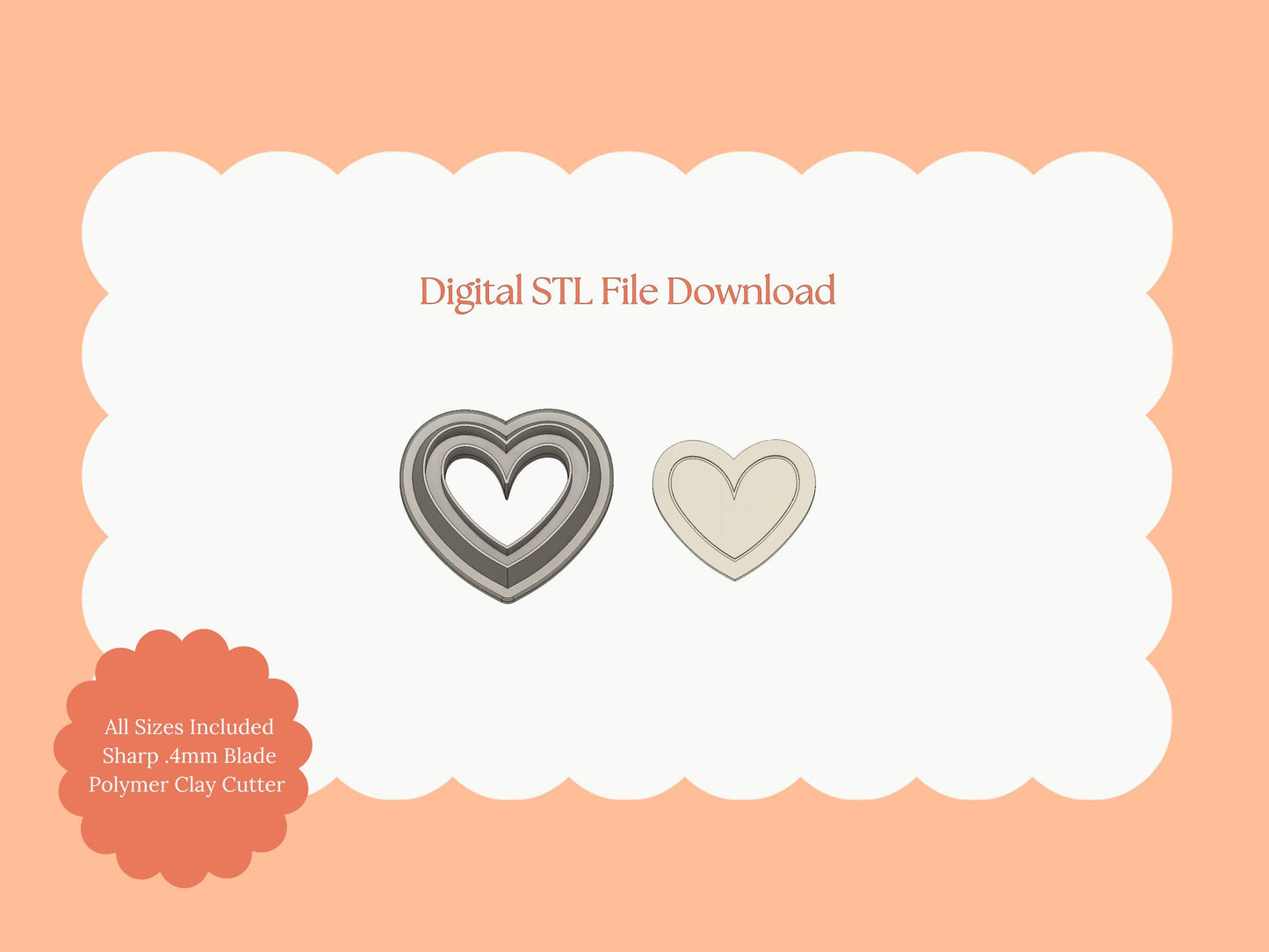 Valentine Heart Emboss No. 7 Clay Cutter | Valentine Heart Emboss Digital STL File for Embossed Earrings and Romantic Crafts