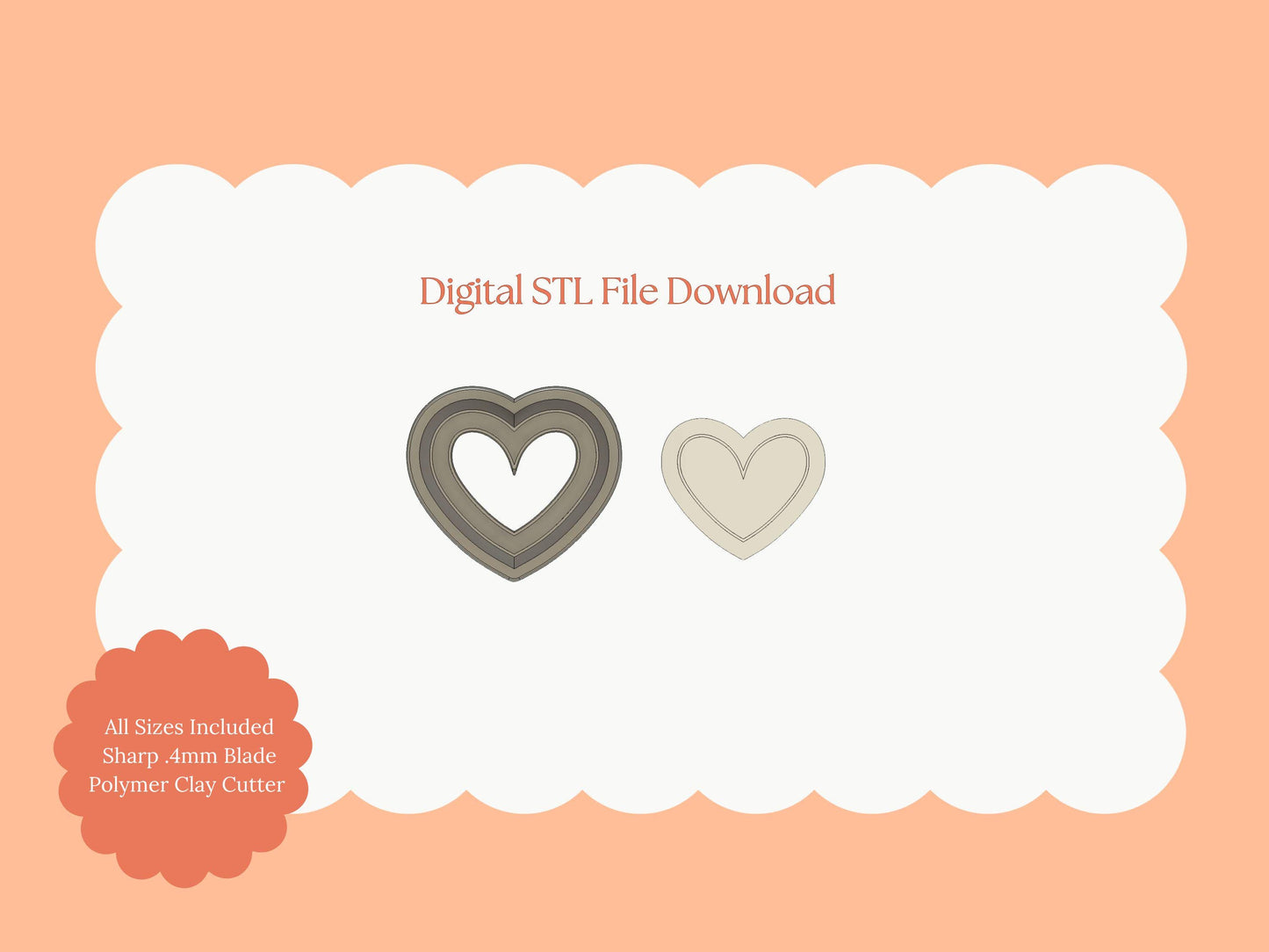 Valentine Heart Emboss No. 7 Clay Cutter | Valentine Heart Emboss Digital STL File for Embossed Earrings and Romantic Crafts