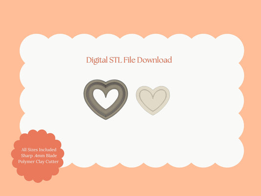 Valentine Heart Emboss No. 7 Clay Cutter | Valentine Heart Emboss Digital STL File for Embossed Earrings and Romantic Crafts