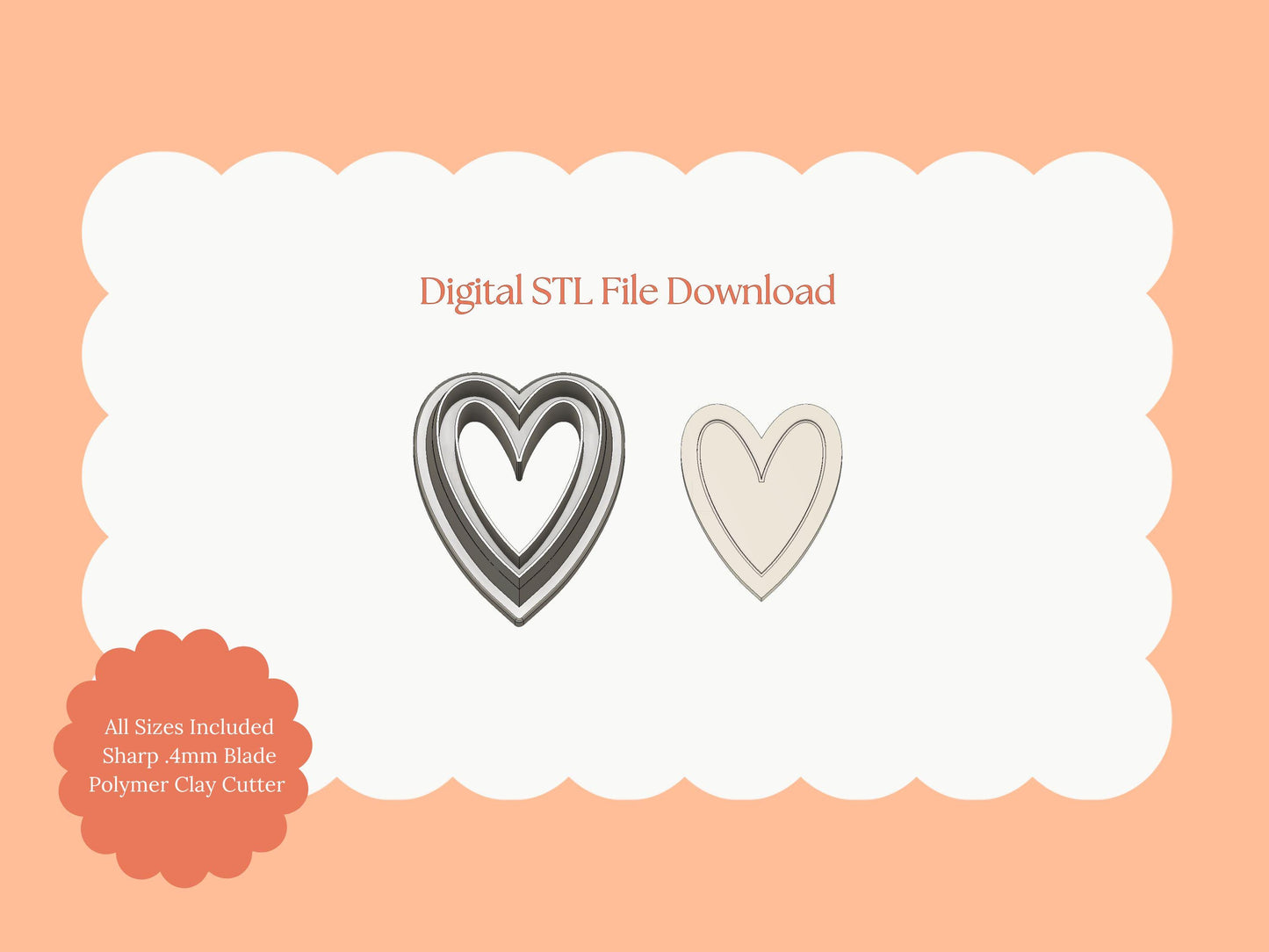 Valentine Heart Emboss No. 6 Clay Cutter | Valentine Heart Emboss STL File Download for Valentine's Earrings and Jewelry