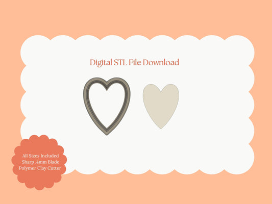 Valentine Heart No. 6 Clay Cutter | Valentine Heart Digital STL File for Romantic Earrings and Cute Valentine's Jewelry