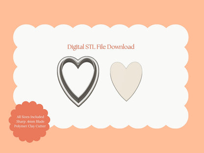 Valentine Heart No. 6 Clay Cutter | Valentine Heart Digital STL File for Romantic Earrings and Cute Valentine's Jewelry