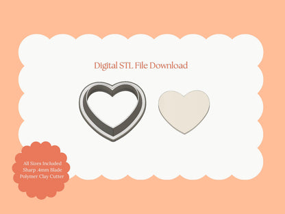 Valentine Heart No. 7 Clay Cutter | Valentine Heart STL File Download for DIY Heart Earrings and Love-Themed Crafts