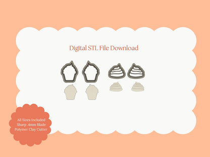 Mirrored Cupcake Clay Cutter | Cupcake STL File – Sweet Dessert Earrings Digital Cutter Download