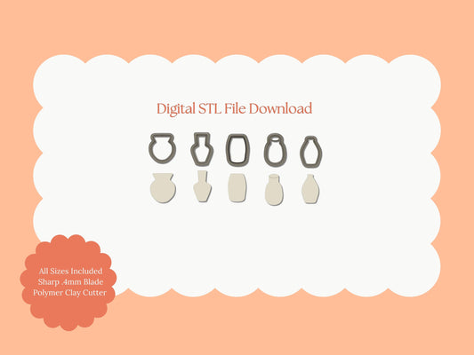 Vase Clay Cutter Set | Vase STL File – Floral Digital Clay Cutter Set for Home Decor Earrings and Botanical Crafts