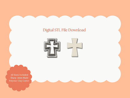 Cross No. 2 Clay Cutter | Cross No. 2 STL File – Digital Christian Cutter for Faith Earrings & Religious Clay Crafts