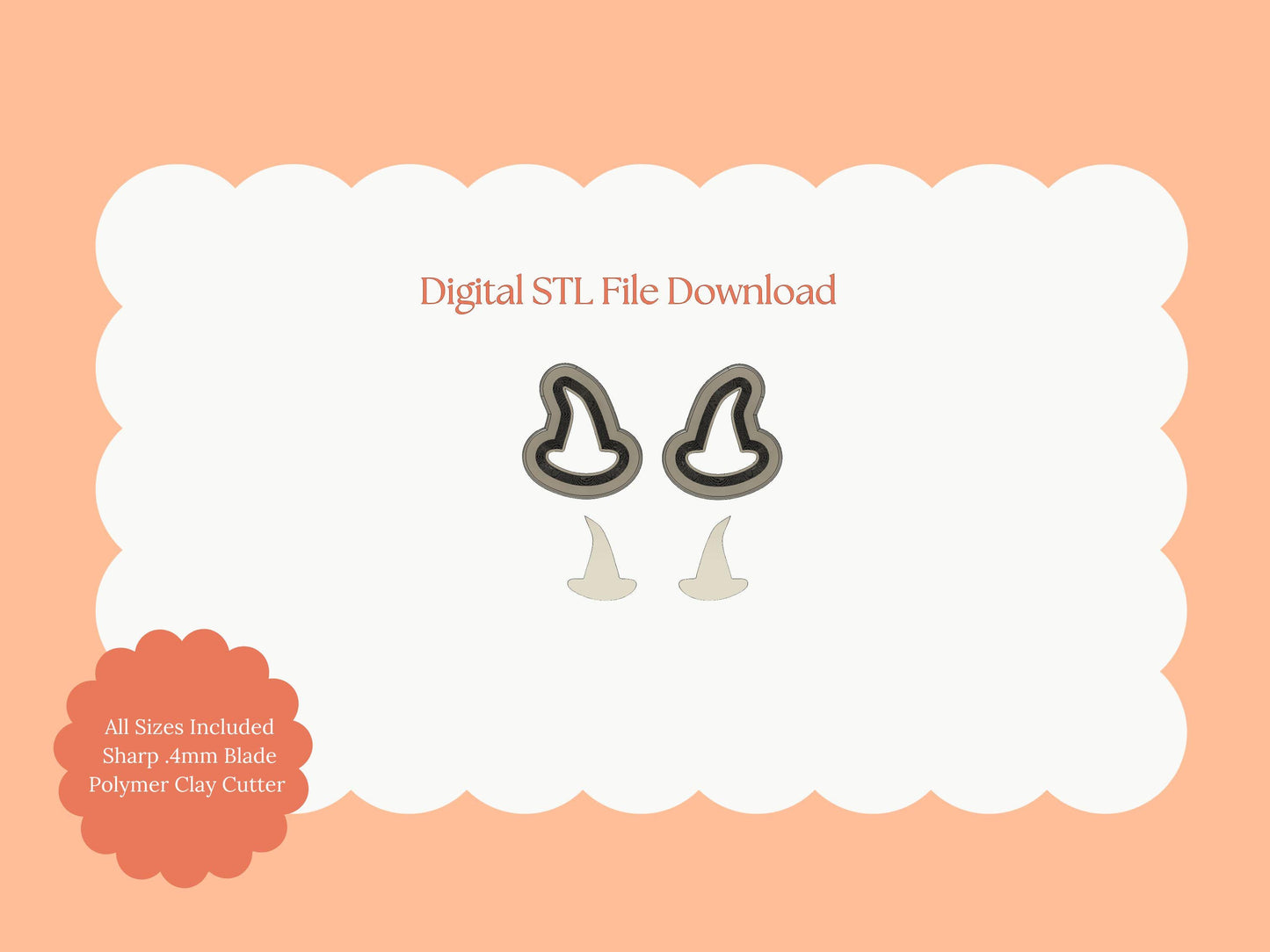 Witch Hat No. 1 Clay Cutter | Halloween Witch Hat Digital STL File for Earrings, Jewelry and Themed Baking Projects