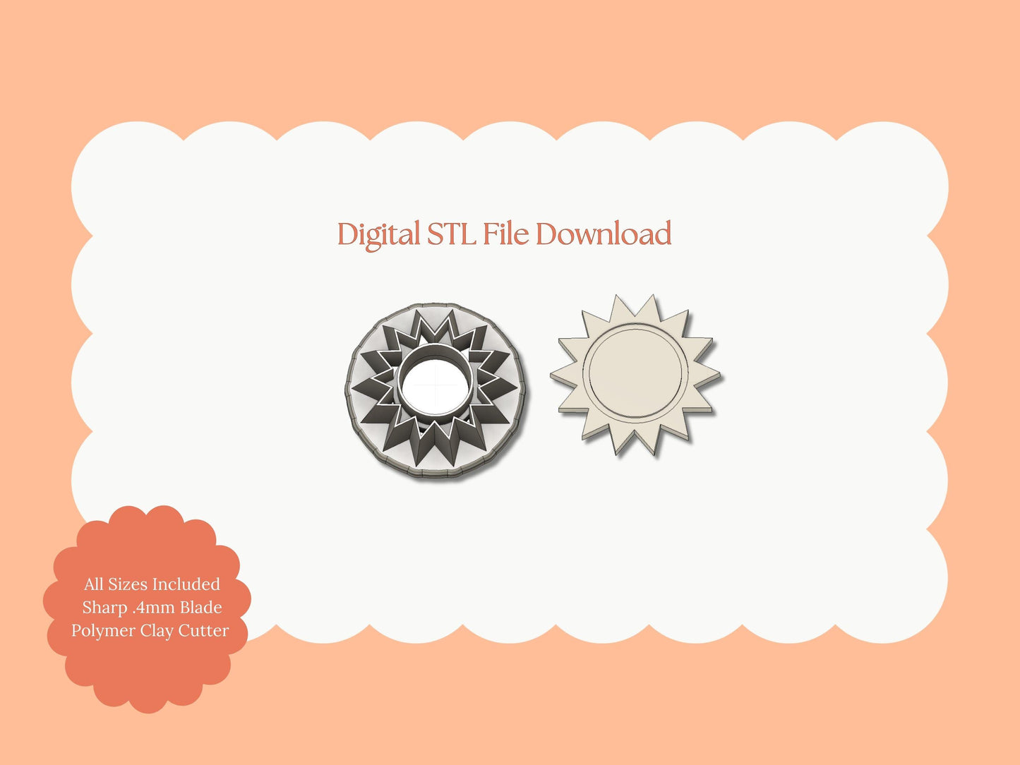Sun Shape No. 1 Clay Cutter | Sun Shape No. 1 STL File – Digital Summer Cutter for Fun Earrings & Sunny Clay Crafts