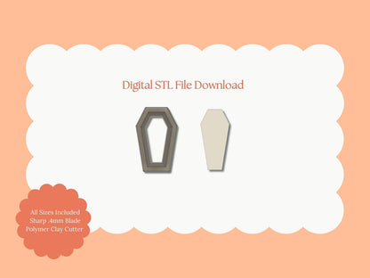 Coffin No. 2 Clay Cutter | Coffin No. 2 STL File – Digital Halloween Cutter for Haunted Earrings & Spooky Clay Crafts