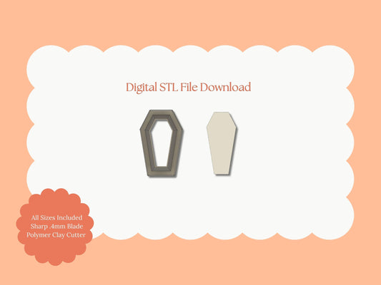 Coffin No. 2 Clay Cutter | Coffin No. 2 STL File – Digital Halloween Cutter for Haunted Earrings & Spooky Clay Crafts