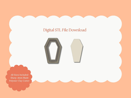 Coffin No. 3 Clay Cutter | Coffin No. 3 STL File – Digital Halloween Cutter for Haunted Earrings & Spooky Clay Crafts