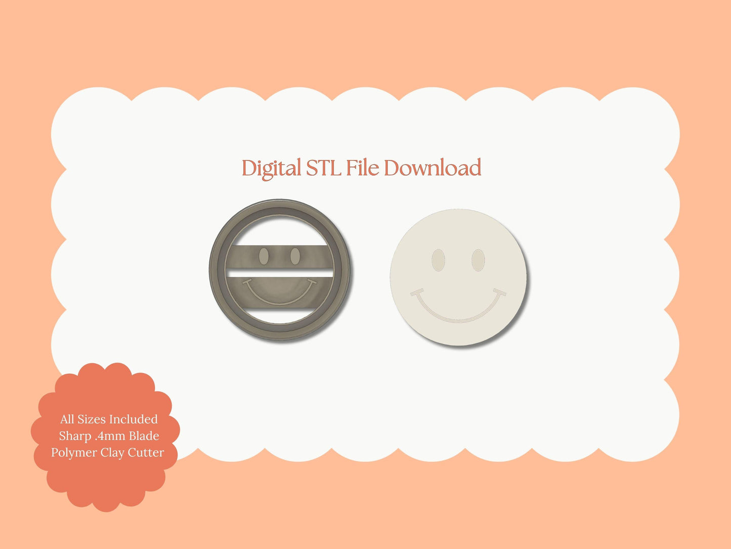 Smiley Face Clay Cutters | Smiley Face STL File – Digital Cute Cutter for Fun Earrings & Happy Clay Crafts