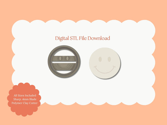 Smiley Face Clay Cutters | Smiley Face STL File – Digital Cute Cutter for Fun Earrings & Happy Clay Crafts
