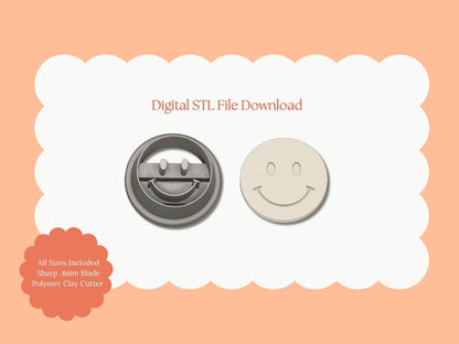 Smiley Face Clay Cutters | Smiley Face STL File – Digital Cute Cutter for Fun Earrings & Happy Clay Crafts