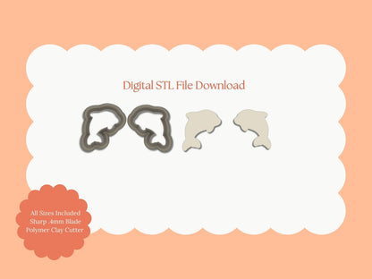 Dolphin No. 2 Clay Cutter | Dolphin No. 2 STL File – Digital Ocean Cutter for Sea Earrings & Beach Clay Crafts