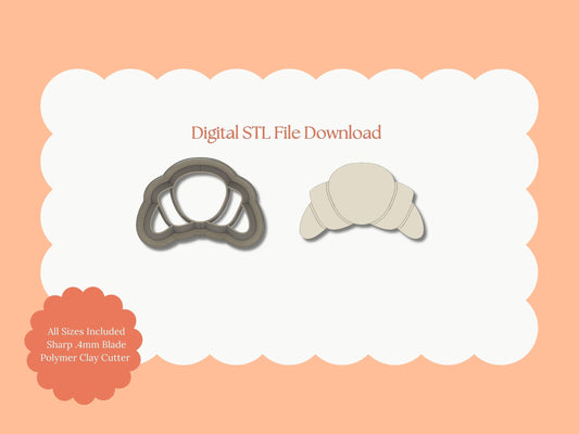 Croissant Clay Cutter | Croissant STL File – Digital Bakery Cutter for French Earrings & Food-Themed Clay Crafts