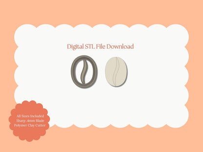 Coffee Bean Clay Cutter | Coffee Bean STL File – Digital Cafe Cutter for Barista Earrings & Cozy Clay Crafts