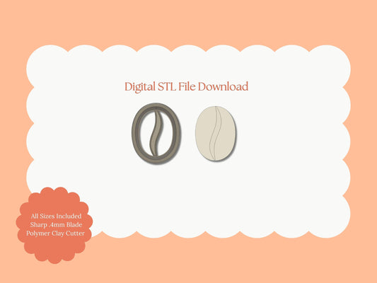 Coffee Bean Clay Cutter | Coffee Bean STL File – Digital Cafe Cutter for Barista Earrings & Cozy Clay Crafts