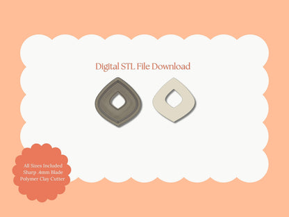 Donut Diamond Cutout Clay Cutter | Donut Diamond STL File – Digital Geometric Cutter for Unique Earrings & Modern Clay Crafts
