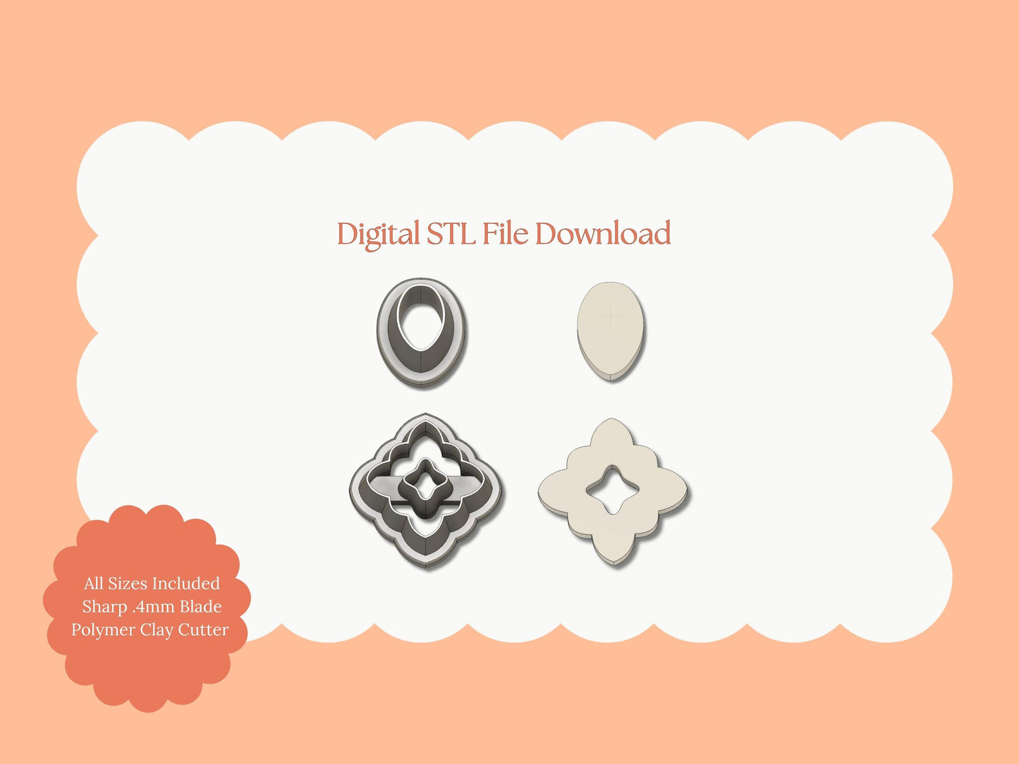 Elegant Dangle No. 1 Clay Cutter | Elegant Dangle STL File – Digital Statement Cutter for Fashion Earrings & Modern Clay Crafts