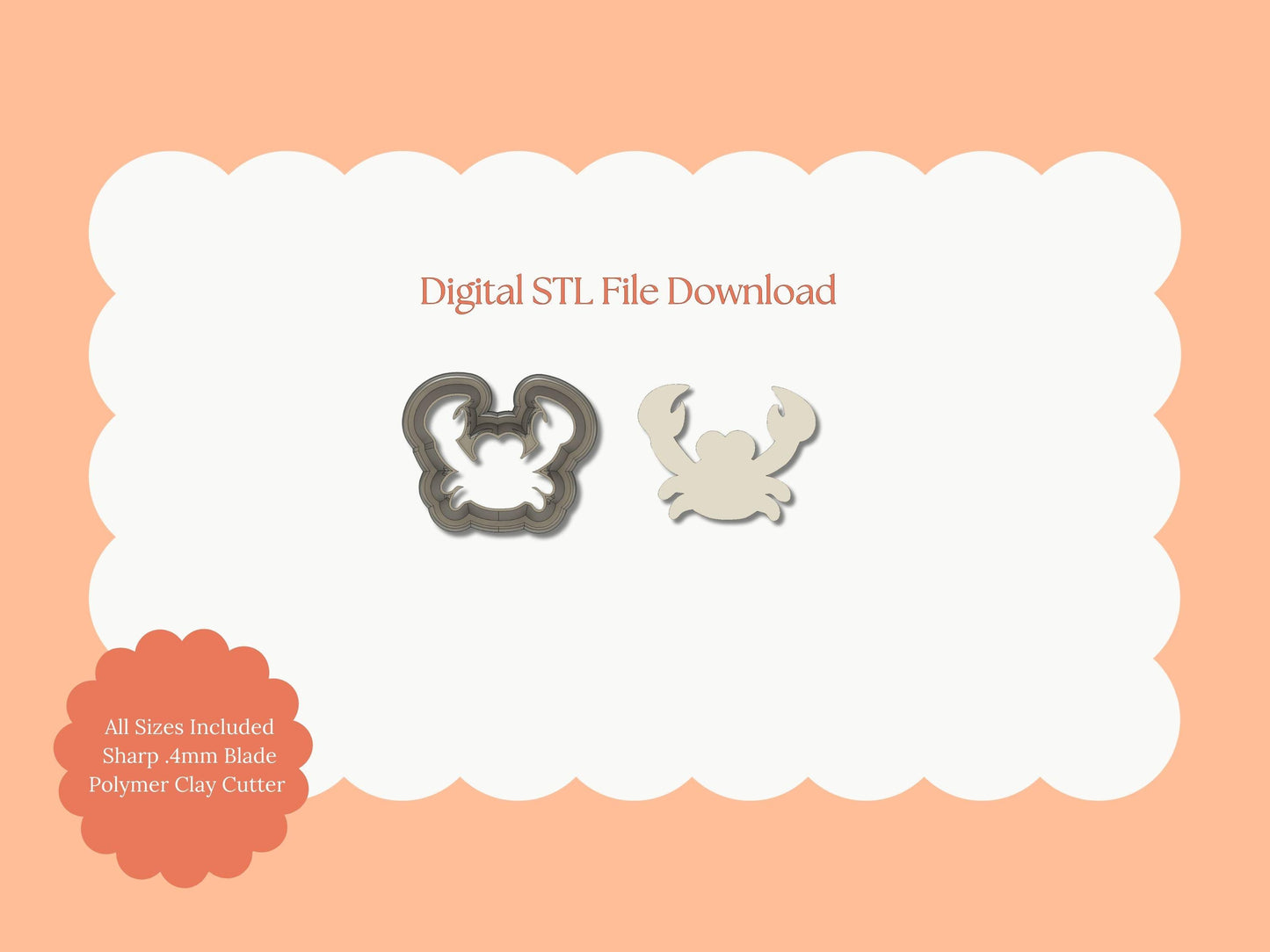 Crab No. 1 Clay Cutter | Crab No. 1 STL File – Digital Nautical Cutter for Ocean Earrings & Beach Clay Crafts