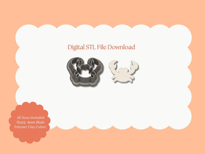 Crab No. 1 Clay Cutter | Crab No. 1 STL File – Digital Nautical Cutter for Ocean Earrings & Beach Clay Crafts