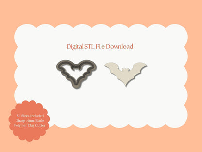 Bat No. 3 Clay Cutter | Bat No. 3 STL File – Digital Halloween Cutter for Spooky Earrings & Haunted Clay Crafts