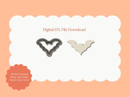 Bat No. 3 Clay Cutter | Bat No. 3 STL File – Digital Halloween Cutter for Spooky Earrings & Haunted Clay Crafts