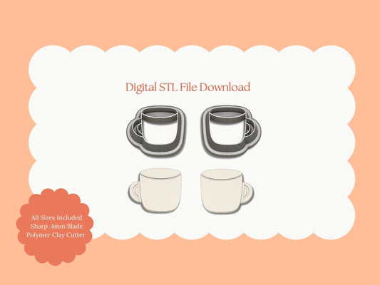 Cocoa Mug No. 2 Clay Cutter | Cocoa Mug No. 2 STL File – Digital Hot Cocoa Cutter for Winter Earrings & Festive Clay Crafts
