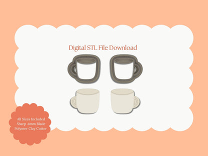 Cocoa Mug No. 2 Clay Cutter | Cocoa Mug No. 2 STL File – Digital Hot Cocoa Cutter for Winter Earrings & Festive Clay Crafts