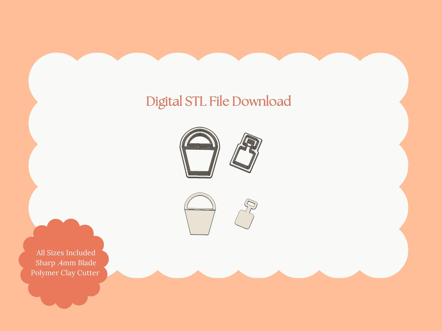 Sand Bucket Clay Cutter | Sand Bucket STL File – Digital Beach Clay Cutter for Summer Earrings and Coastal Accessories