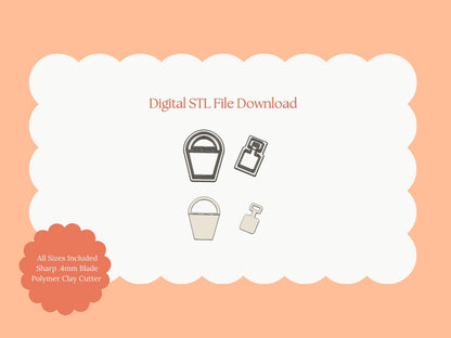 Sand Bucket Clay Cutter | Sand Bucket STL File – Digital Beach Clay Cutter for Summer Earrings and Coastal Accessories