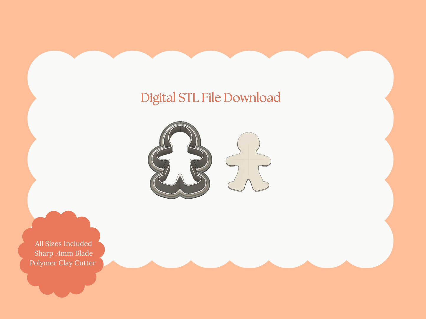 Gingerbread Man Clay Cutter | Gingerbread Man STL File for DIY Polymer Clay Christmas Earrings and Holiday Crafts
