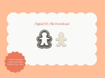 Gingerbread Man Clay Cutter | Gingerbread Man STL File for DIY Polymer Clay Christmas Earrings and Holiday Crafts