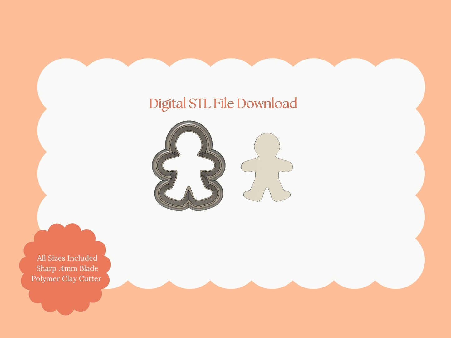Gingerbread Man Clay Cutter | Gingerbread Man STL File for DIY Polymer Clay Christmas Earrings and Holiday Crafts