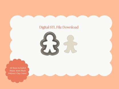 Gingerbread Man Clay Cutter | Gingerbread Man STL File for DIY Polymer Clay Christmas Earrings and Holiday Crafts
