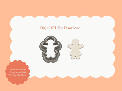 Gingerbread Woman Clay Cutter | Gingerbread Woman STL File for Christmas Polymer Clay Earrings and Baking Crafts