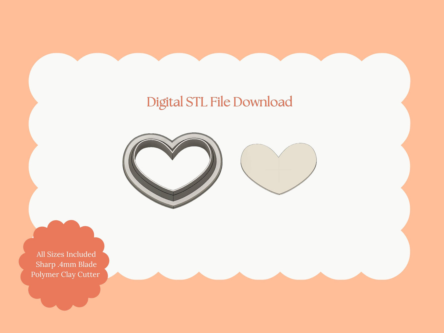 Valentine Heart No. 5 Clay Cutter | Valentine Heart No. 5 Digital STL File for DIY Earrings and Handmade Valentine's Jewelry
